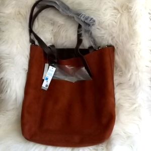 Brown Faux Leather Reversible Shoulder Bag